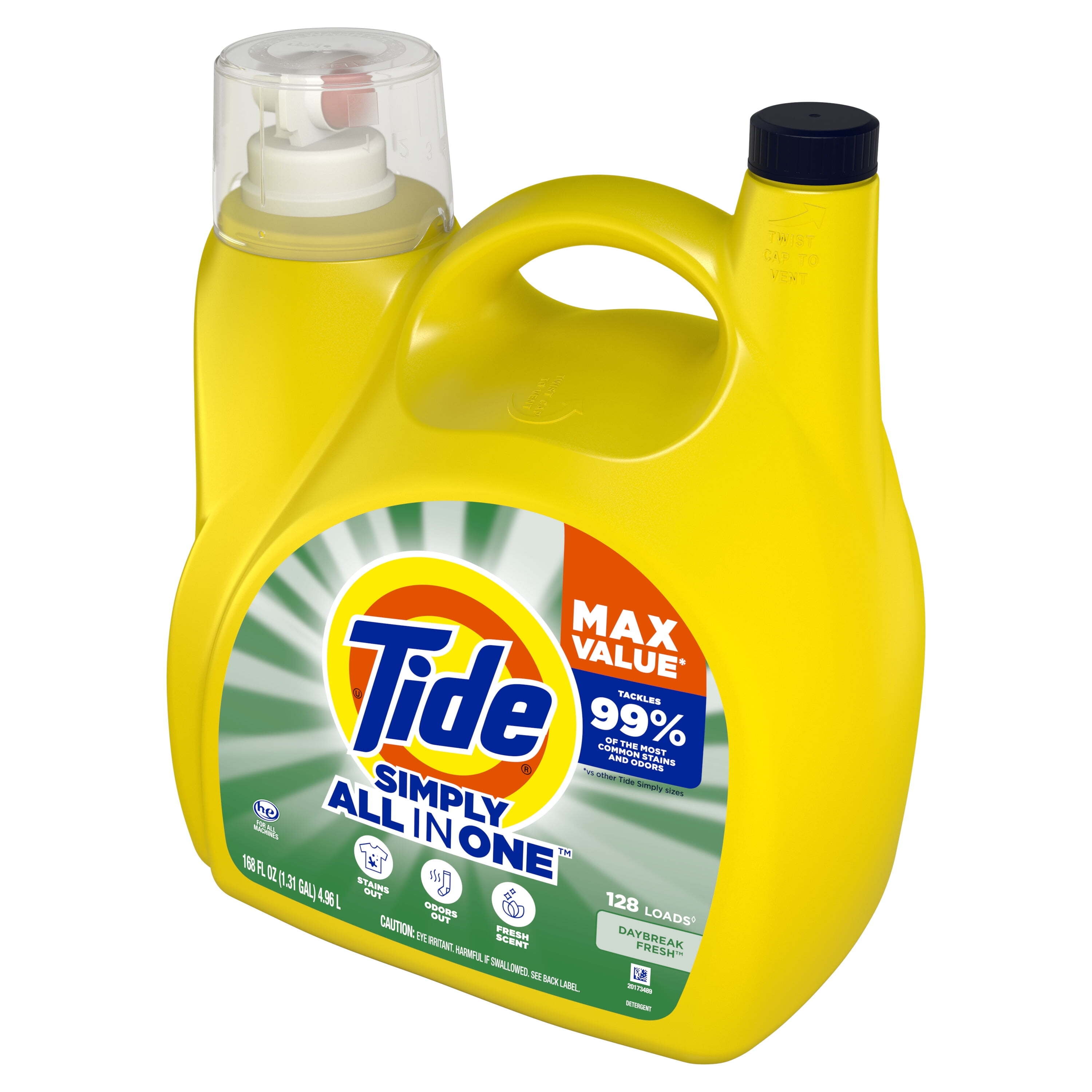 Tide Simply Liquid Laundry Detergent, Daybreak Fresh Scent, 168 fl oz, 128 Loads