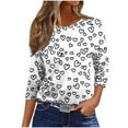 thumbnail image 5 of Turilly Womens 3/4 Sleeve Tops Fashion Ladies Floral Printed T-Shirt 3/4 Sleeves Blouse Round Neck Casual Top White L, 5 of 6
