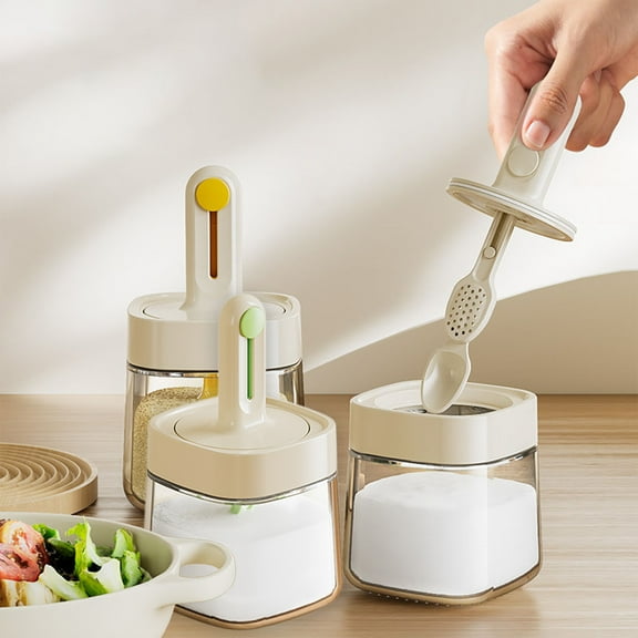 Limited Time Savings,350ml Glass Spice Jars,Kitchen Organizer Spice Bottles,Compact and Easy-to-Use Spice Storage Jars to Keep Food Dry in Kitchen or Dining Room Special Edition|glass,Beige