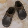 thumbnail image 3 of Unisex Faux Fur Lining Clogs: Slip-On Waterproof EVA Garden House Clogs with Fleece-Lined - Winter Warm Anti-Slip Indoor Outdoor Walking Slippers for Mens Womens Brown 240, 3 of 7