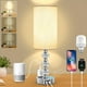 thumbnail image 1 of Lámpara de Mesa de Cristal, Lámpara de Buró de Noche Moderna, Puertos USB C+A, Táctil Regulable de 3 Vías, Lámparas de Escritorio Decorativa para Recamara Dormitorio Sala de Estar Bar, 1 of 8