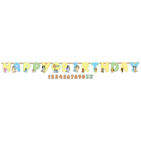 Bluey Multicolor Jumbo Add An Age Paper Letter Banner - 10" x 10.5' (Pack Of 1) - Perfect For Birthday Parties & Celebrations