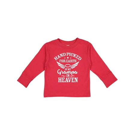 

Inktastic Handpicked for Earth By My Grampa in Heaven with Angel Wings Gift Toddler Boy or Toddler Girl Long Sleeve T-Shirt