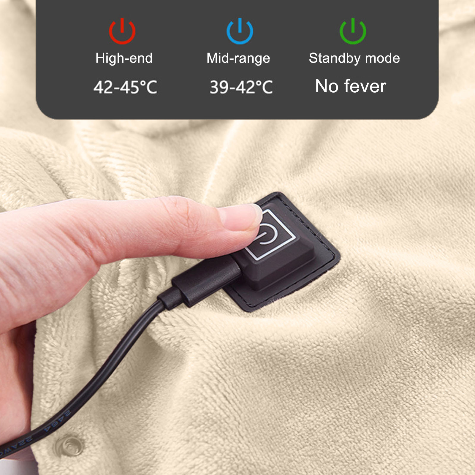 USB Heated Blanket Throw, Fast Heating Electric Blanket with 3 Heat Settings and Overheat Protection, for Office Home Travel Sofa Relaxation Warm Gift