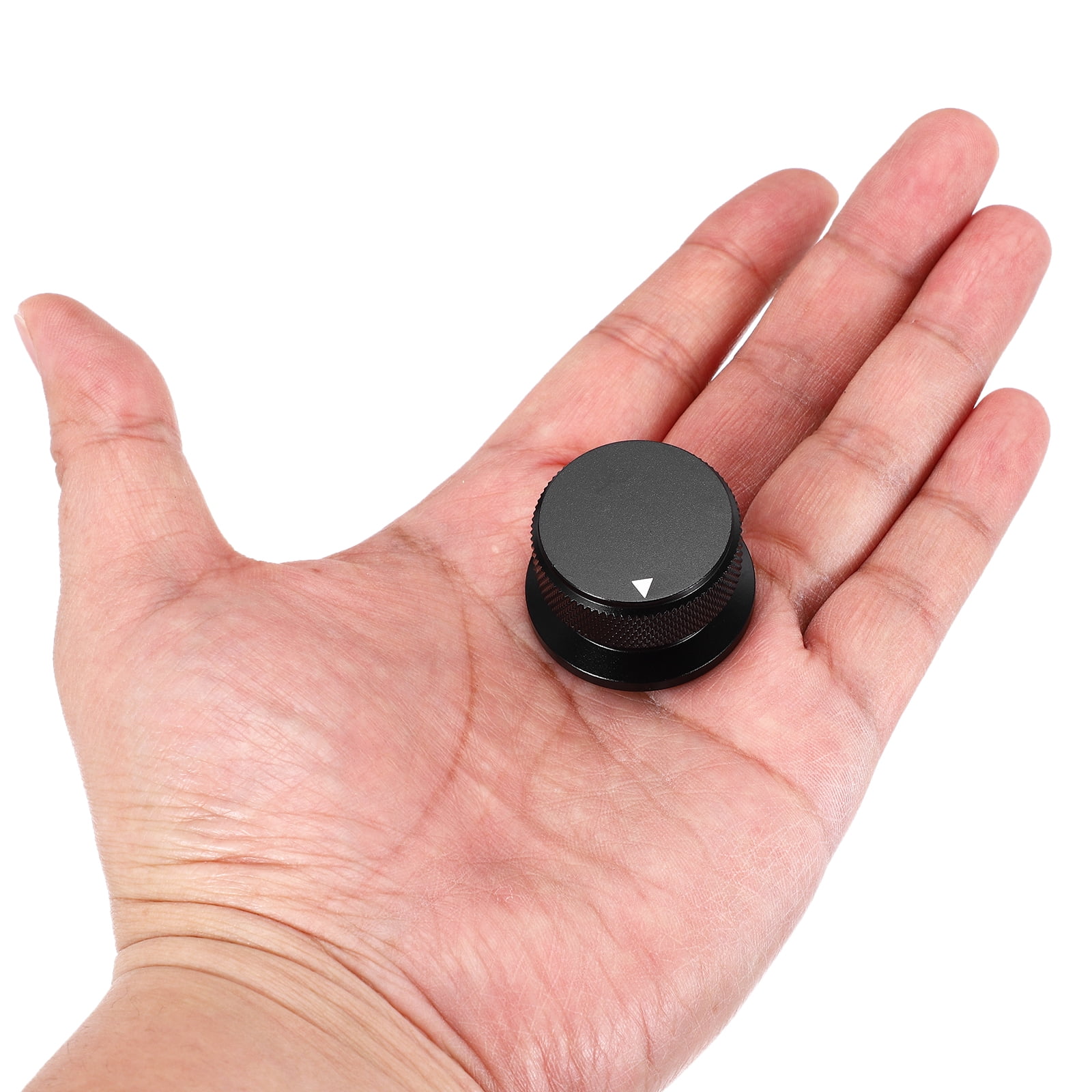 2 Pcs Aluminium Potentiometer Knobs, 1/4" (6mm) Universal Volume Tone Control Knobs with Arrow Indicator, 4/5" Black(34x20mm)