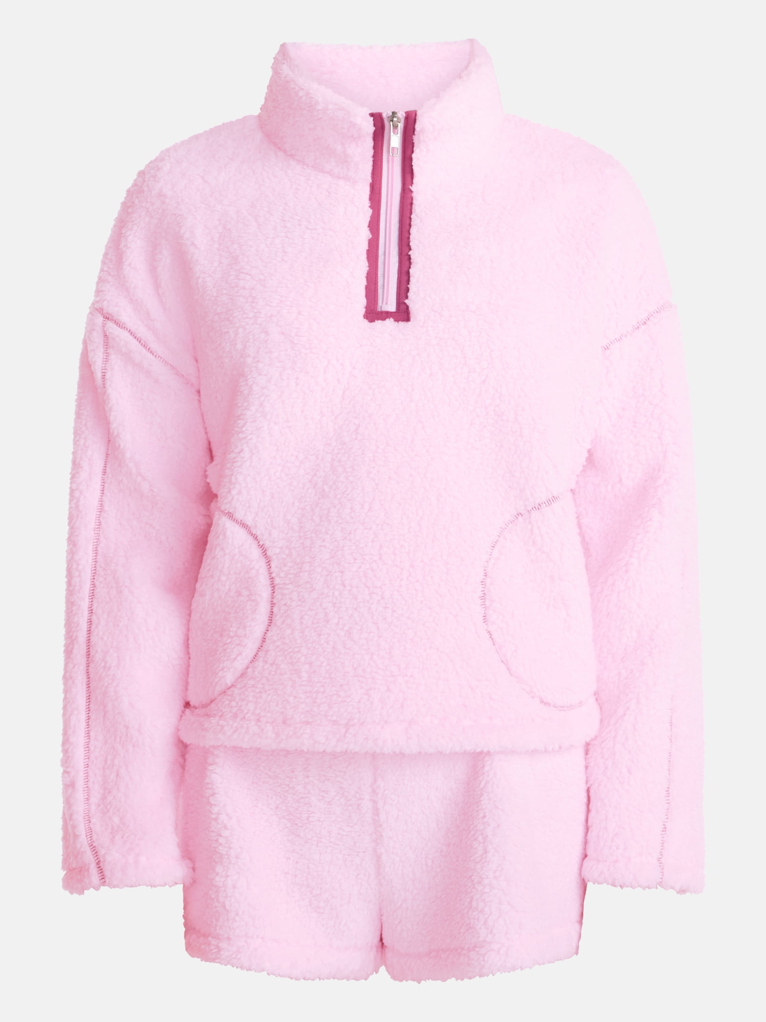 No Boundaries Faux Shearling Plush Pullover, Women's & Women’s Plus XXS-4X