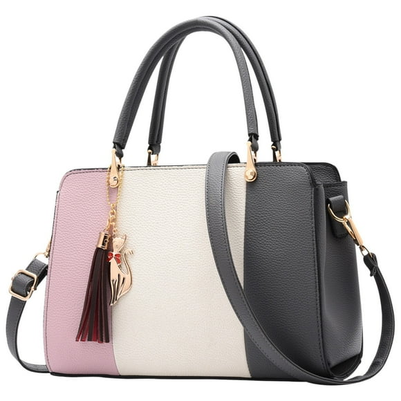 Bmisegm One Shoulder Bag Simple Crossbody Bag Large Capacity Handbag Women's Simple Fringed Leather Shoulder Bag Leather Shoulder Bag for Men Grey One Size