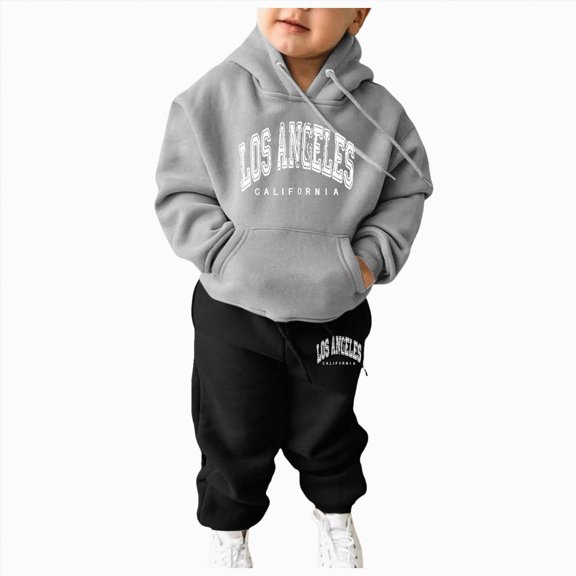 Futezty Toddler Boys Girls Clothes Fall Winter Outfit Sets, Set For Kids Long Sleeve Crew Neck Hooded Stretch 6M 1T 2T 3T 4T 5T 2-Pieces Playwear