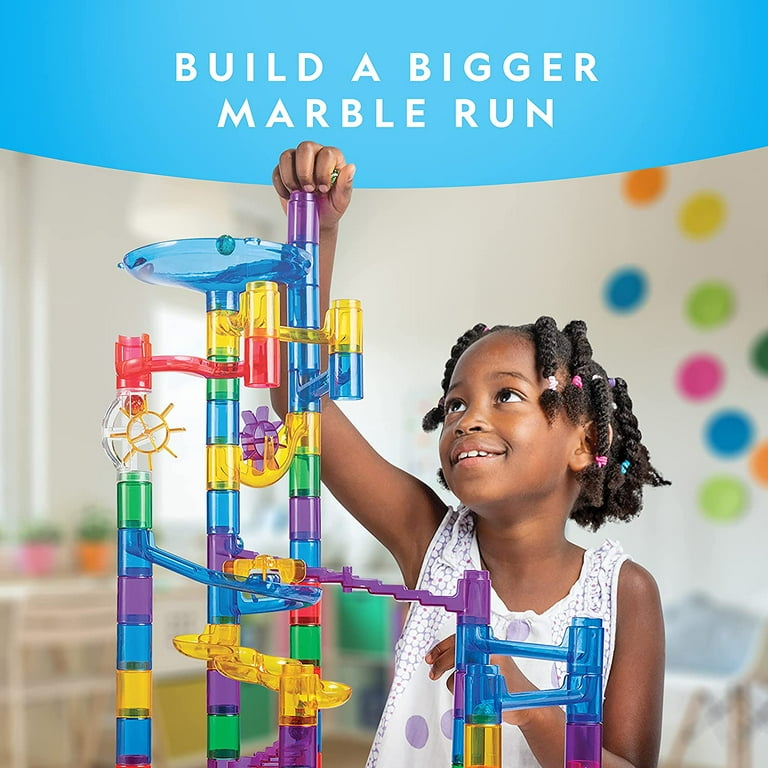 NATIONAL GEOGRAPHIC Glowing Marble Run Expansion Pack with 5 Glow in The Dark Glass Marbles, 20 Construction Pieces, UV Light Key Chain, Great NATIONAL GEOGRAPHIC Glowing Marble Run Expansion Pack with 5 Glow in The Dark Glass Marbles, 20 Construction Pieces, UV Light Key Chain, Great