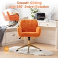 thumbnail image 4 of PAPROOS Vanity Chair with Back, Home Office Chair, Ergonomic Home Desk Chair with Artificial Rabbit Hair, Adjustable Swivel Task Computer Chair with Arm, Wheels, Orange, 4 of 10