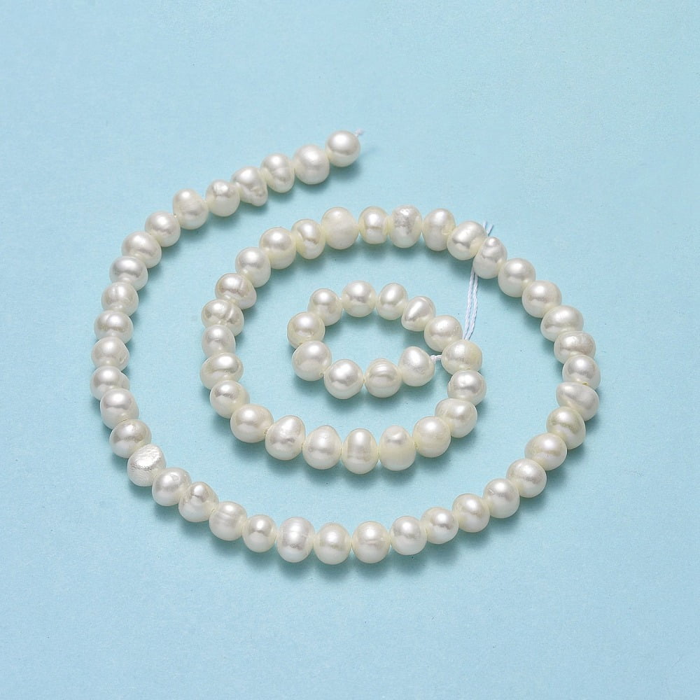 3strands Cultured Freshwater Pearl Beads Strands Potato Beige 4~6x5~7x5~6mm Hole: 0.7mm about 67~71pcs/strand 13.58~14.25 inch(34.5~36.2cm)