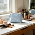 thumbnail image 5 of Blue Polka Dot Toiletry Bag, Waterproof Travel Makeup Bag with Large Capacity Storage and Zipper Closure, Portable Cosmetic Organizer for Women Travel Vacation Business Trips, 5 of 7