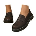 thumbnail image 4 of Kidagic Women's Leather On Loafers Fashion Buckle Detail Comfortable Flat Walking Shoes Non Lightweight Design(Color:Brown,Size:7), 4 of 9