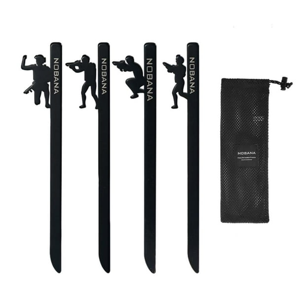 4 estacas para tienda de campaña, para suelo de arena, para mochileros, senderismo y accesorios para tienda de campaña. negro