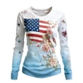 thumbnail image 2 of Womens Summer Tops Casual Long Sleeved Sweatshirt Celebrates 250th Anniversary with The National Flag Flowers Patriotism and Flag Top, 2 of 3