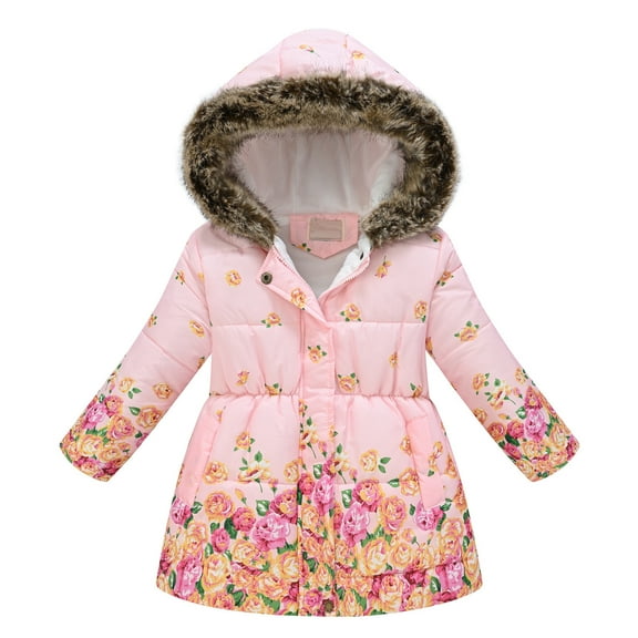 TEDOYE Toddler Girls Winter Long Sleeve Fashion Thick Warm Hooded Down Soft Coats Down Paraks Fashionable Wear, 2-3 Years