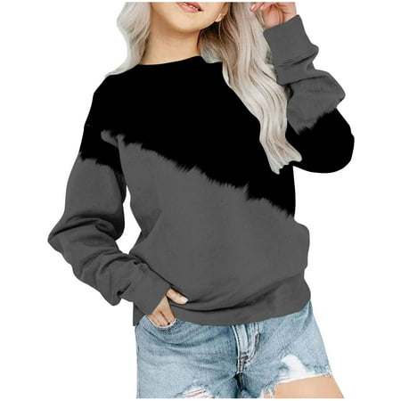 

Hpgjzj Kids Sweatshirts 2024 - Long Sleeve Color Block Fall Round Neck Pullover Knit Tops Cute Casual Sweaters