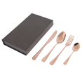 thumbnail image 1 of Juego de cubiertos de acero inoxidable, juego de cubiertos para carne con cucharilla, paquete de regalo Oro rosa, 1 of 9