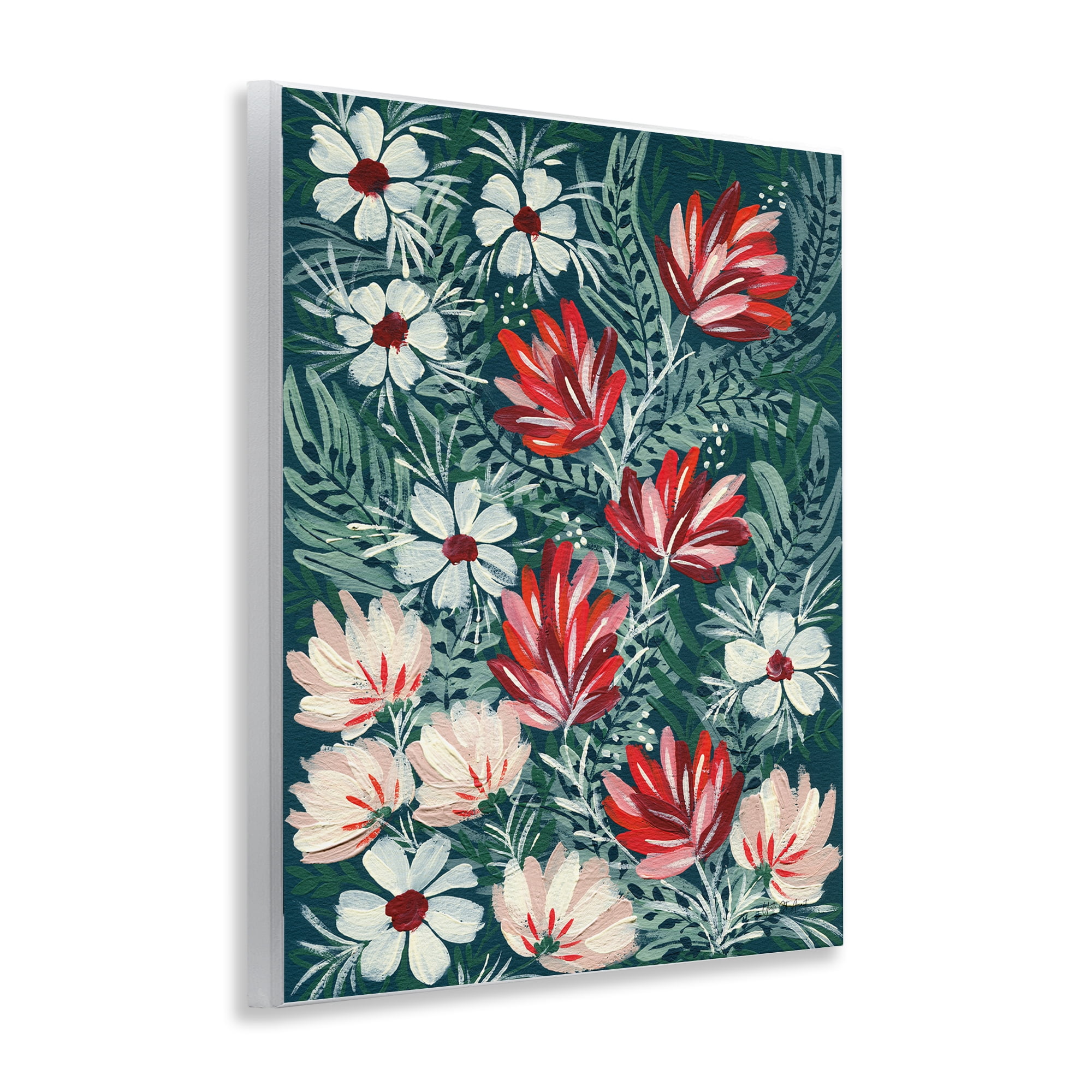 Stupell Industries Folksy Floral Pattern Botanical & Floral Painting Unframed Art Print Wall Art, 11 x 14