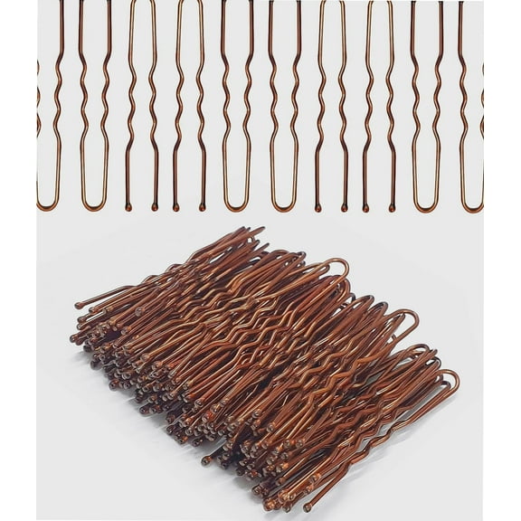 100 PCS U Shaped Hair Pins for Buns (Brown) - 5 cm/2 Inches Hair Bun Pins in an Assorted Box - Best for All Hair Types and Hair Styles, For Twisting Your Hair