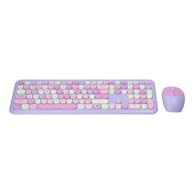 Combo de Teclado Y Mouse Teclado Inalámbrico Retro Multicolor de 110 Teclas de 24G Y Juego de Mouse de 1200 DPI Plug And Play Compatible con Sistemas XP / Win 7/8/10 ANGGREK Otros