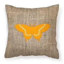 Carolines Treasures BB1030-BL-OR-PW1818 Butterfly Burlap and Orange   Canvas Fabric Decorative Pillow BB1030 18H x18W