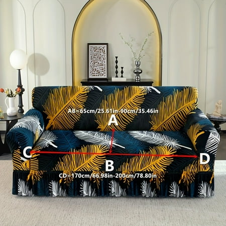 

PORK Modern Fitted Sofa Slipcover with Ruffle Detail Elastic Band Closure Pet-Friendly Stretch Furniture Protector Sanded Milk Fiber Fabric with Polyester & Spandex Machine Washable