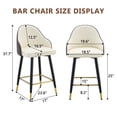 thumbnail image 4 of Mintazer Modern Bar Stools Set of 2, Waterproof PU Leather Bar Stool with Backrest & Gold Accent Footrest, Counter Height Bar Chairs for Kitchen Island, Black & White, 4 of 12
