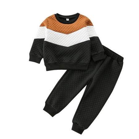 

EUMODR Baby Boy Overalls Set Youth Track Set Children Kids Toddler Baby Boys Girls Long Sleeve Patchwork Sweatshirt Blouse Tops Solid Pant Trousers Outfit Set Clothes 2Pcs Casual Joggers