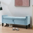 thumbnail image 3 of Foredo Contemporary Upholstered Storage Ottoman Bench with Arms, Button Tufted Ottoman with Storage,Velvet Storage Bench for Bedroom, Entryway, Living room, Light Blue, 3 of 8
