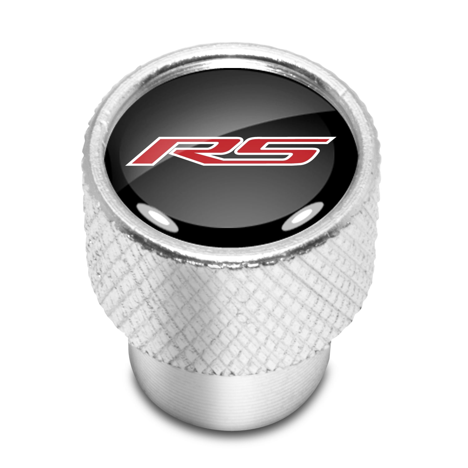 Chevrolet Camaro RS Logo Black on Shining Silver Aluminum Tire Valve Stem Caps
