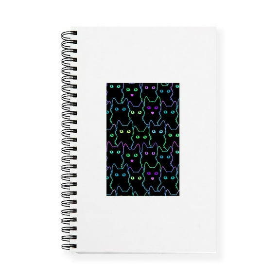 CafePress - Funny Black Cat Pattern - Spiral Bound Journal Notebook, Personal Diary Graph