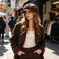 thumbnail image 2 of Umfun Women's Winter Newsboy Hat Corduroy Cabbie Cap with Decorative Patch Faux Leather Snap Elastic Back Warm Fall Cold Weather Vintage Casual Hats for Daily Commute Outdoor Travel, 2 of 9