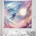 thumbnail image 2 of Ambesonne Space Tapestry Queen Size, Astronaut in Pastel Palette, 88"x88", Pink Blue and Lilac, 2 of 3