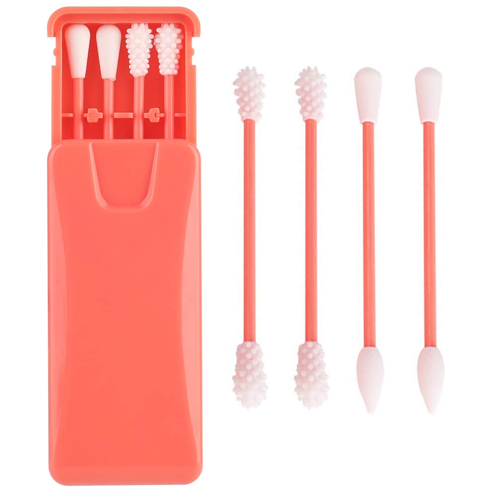 2 Pcs Reusable Cotton Swab, Portable Silicone Swab Cleanable 人気を誇る