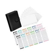 Langgg PU Leather Notebook Binder Clear Binder organizer leather notebook binder Envelopes loose leaf Binder Pockets Budget Envelope Black