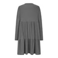 thumbnail image 6 of 50% Off Clear! Long Sleeves Dresses, Women's Fashion Solid Color Round Neck Long Sleeve Round Neck Dress Long Skirt Gray, L, 6 of 9