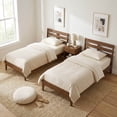 thumbnail image 5 of Costway Twin Size Wood Bed Frame with Slat Headboard Under-Bed Storage Space Caramel Brown, 5 of 10