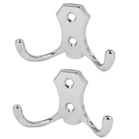 Uxcell 2pcs Clothes Bag Coat Towel Robe Hanging Zinc Alloy Double Hooks Wall Hanger