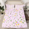 thumbnail image 2 of Manfei Vintage Flower Floral Twin Sheet Sets,Rustic Daisy Twin Fitted Sheet,Purple Green Flat Sheet For Daults,Ultra Soft Home Decor,3 Pieces, 2 of 7