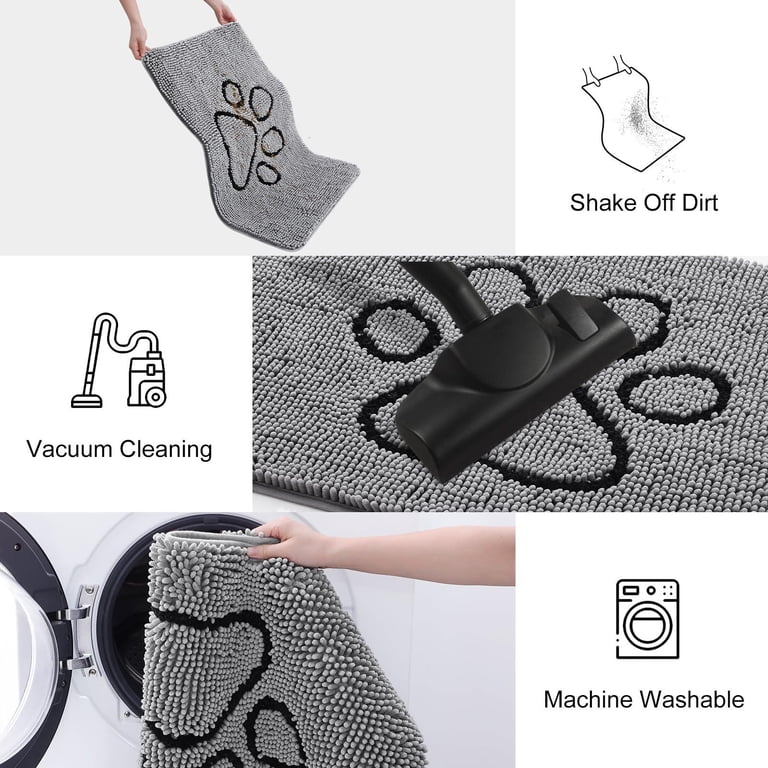 Buganda Dog Door Mat, 30x20 Inches, Grey Chenille photo 6