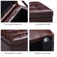 thumbnail image 3 of Giantex Seat Cube with Storage Space, Ottoman Made of Artificial Leather & Wood, Upholstered Ottoman, Brown, 3 of 9