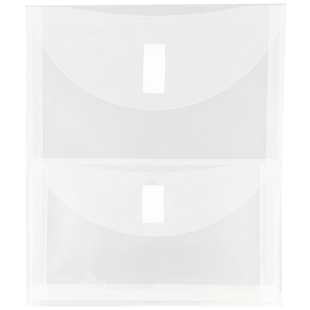 JAM Plastic Multi, Pocket Envelope, Clear, 1/Pack, Hook & Loop, 9.8x11
