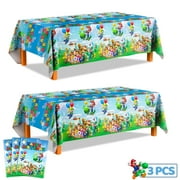 Super Mario Birthday Party Supplies - Super Mario Tablecloth, 3pcs Mario Bros Table Cover - 42.5" x 70.8", for Boys Kids Mario Brothers Birthday, Mario Theme Party Supplies