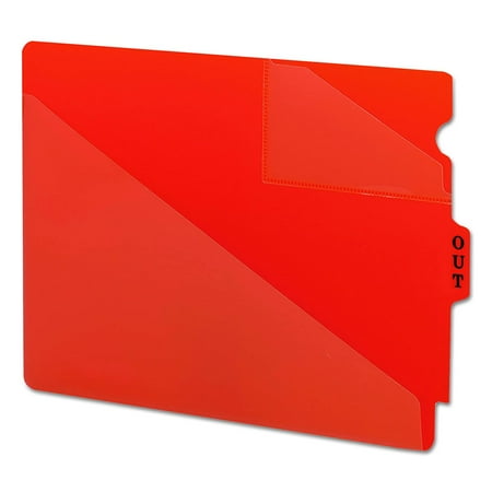 Smead 61960 Out Guides with Diagonal-Cut Pockets, Poly, Letter, Red (Box of 50)