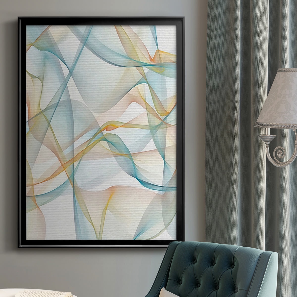 Curves and Waves IV Premium Framed Print, in Gold, Black, or Silver - Ready to Hang