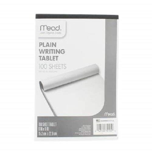 Mead Writing Tablet, 6" x 9" Paper Pad, Plain Note Pad, 100 Sheets