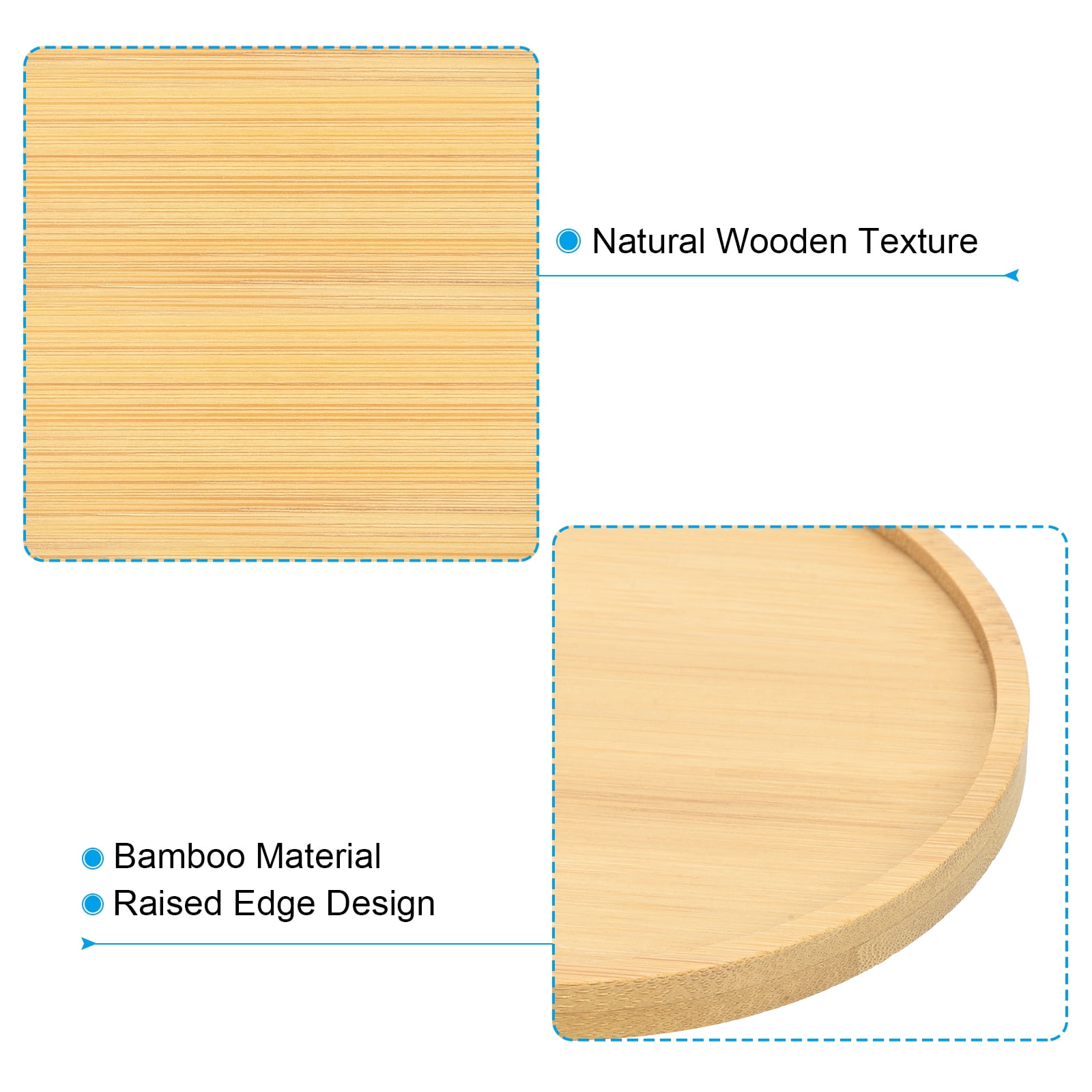 Unique Bargains Plant Saucer Bamboo Planter Saucer Drip Tray Round Plant Trays 13cm 6pk
