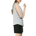thumbnail image 5 of MODA NOVA Juniors Tie Neck Cap Sleeve Button Down Ruffle Summer Shirts, 5 of 7