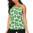 thumbnail image 1 of Balery Green Leaves Camiseta sin mangas estampada ligera para mujer, tops de entrenamiento sin mangas, camisetas de yoga transpirables de secado rápido.-Medium, 1 of 7